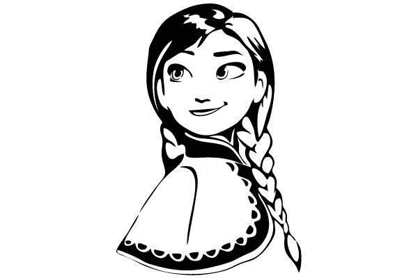 Stylized Portrait of a Girl with Braided Hair and a Smile