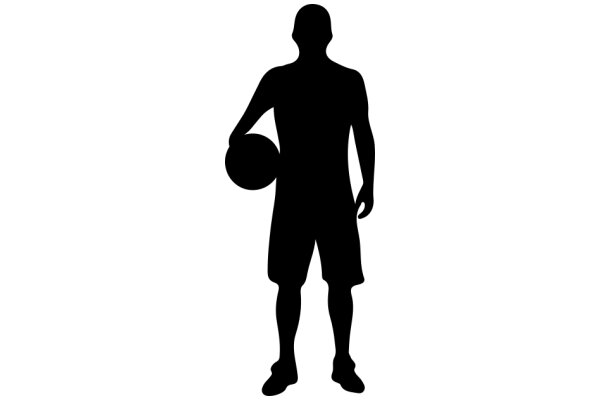 Silhouette of a Basketball Player Holding a Ball