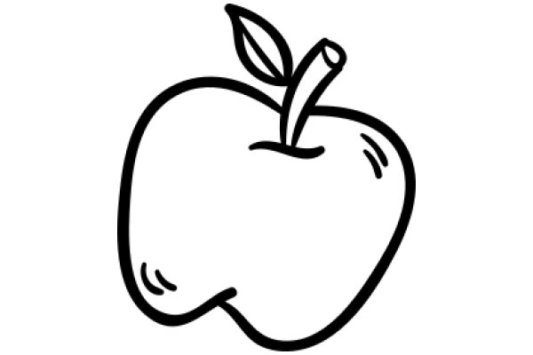 Simplistic Line Drawing of an Apple with a Stem