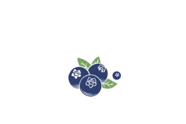 A Bunch of Blueberries with a Flower, Set Against a White Background