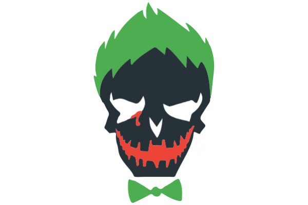 Stylized Character with a Green Bowtie and a Spooky Smile