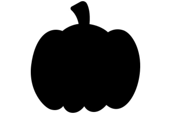 A Solid Black Silhouette of a Pumpkin with a Stem