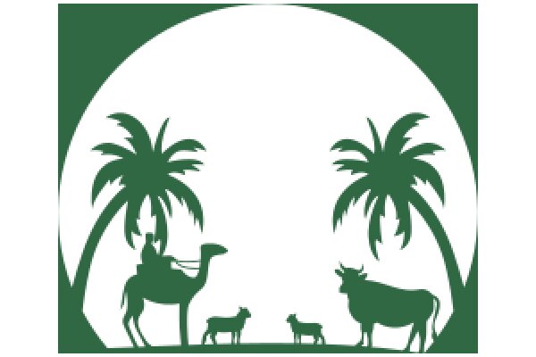 A Silhouette of a Camel and Cows in a Desert Landscape