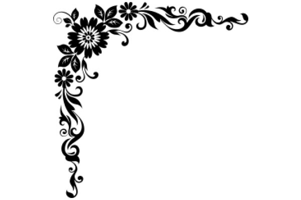 Elegant Black Floral Design on White Background