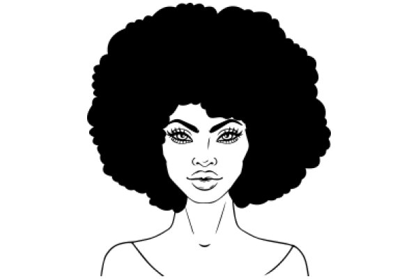 Stylized Portrait of a Woman with Afro Hair and Eyes