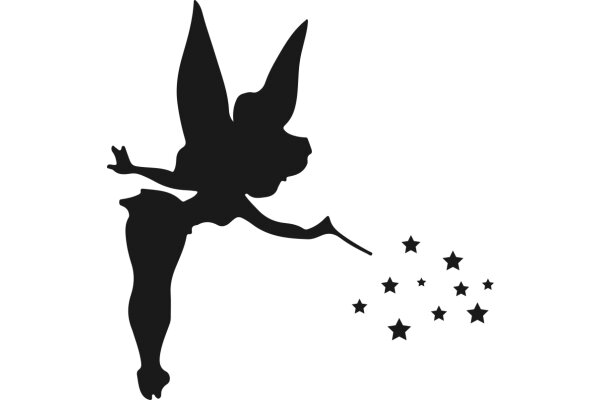 Silhouette of a Fairy with a Trail of Stars