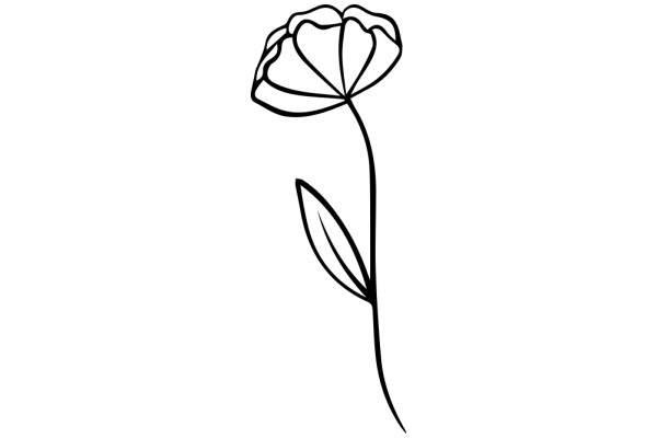 Simplistic Line Drawing of a Flower