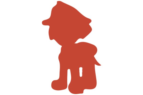 A Red Silhouette of a Humanoid Figure with a Hat and a Cane