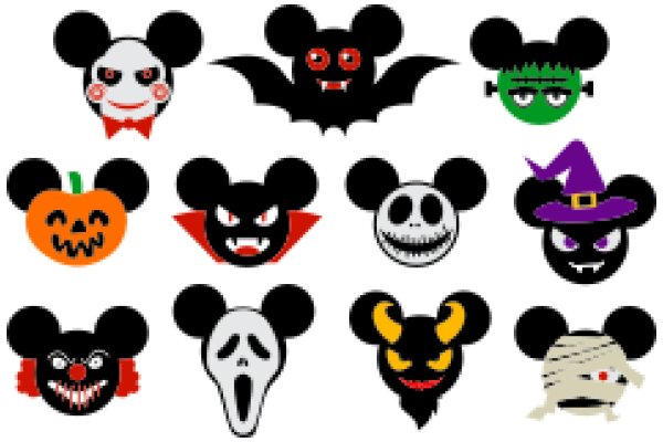 A Collection of Spooky Mickey Mouse Character Emojis