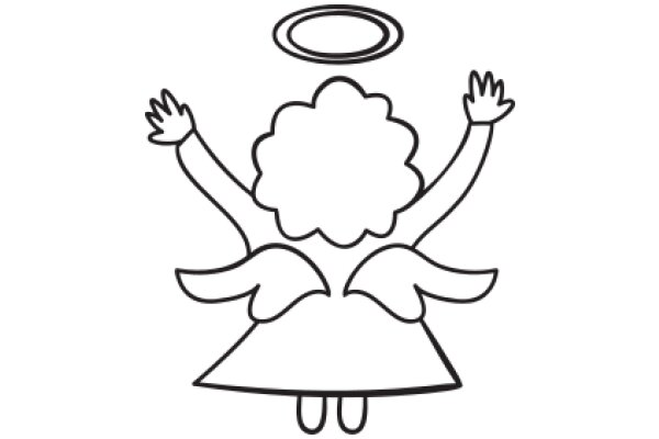 A Whimsical Illustration of an Angelic Figure with a Halo and Wings