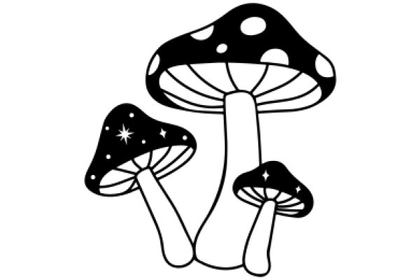 Whimsical Illustration of Mushrooms with Stars