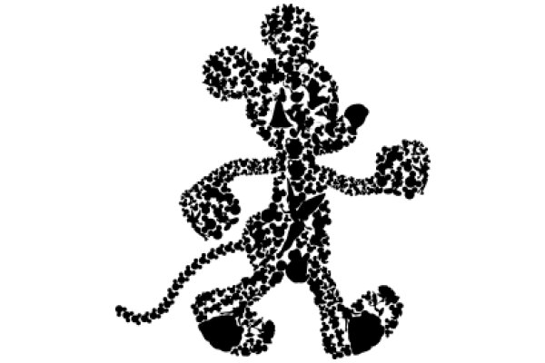 Silhouette of a Character with a Heart-Shaped Body and Flower-Like Patterns