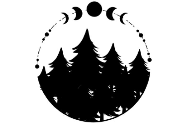 Silhouette of a Forest Under the Moon and Stars