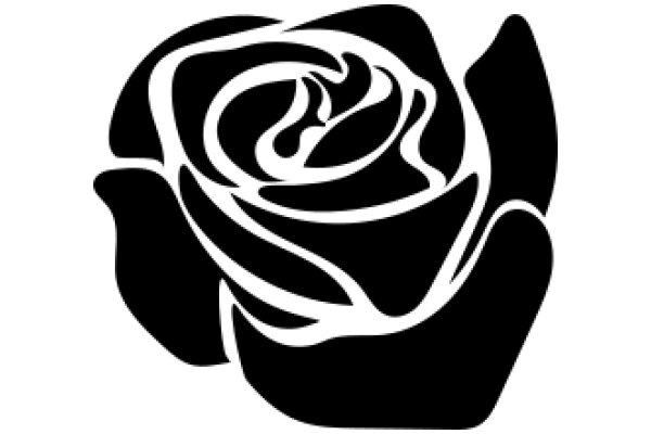 Stylized Black Rose with Swirling Designs