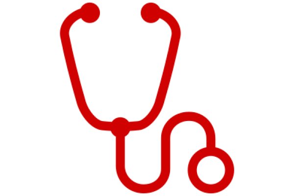 Simplified Medical Icon: A Red Stethoscope and Red Stethoscope Handle