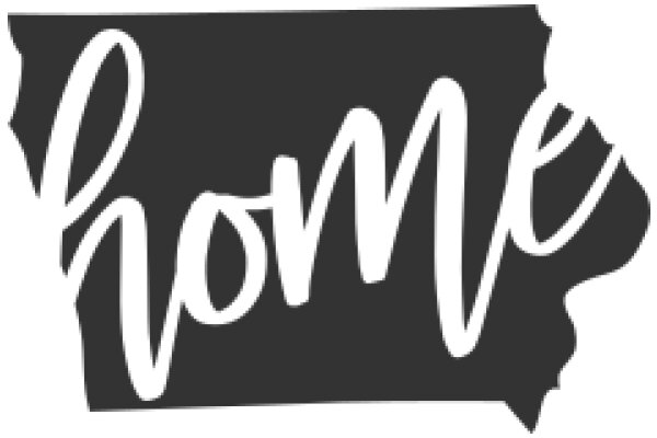 Stylized State Name 'Home' in White Script on Black Background