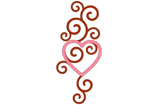 Stylized Heart Design with Swirling Patterns