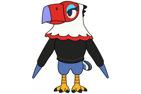 Vibrant and Friendly: A Cartoon Parrot with a Unique Style