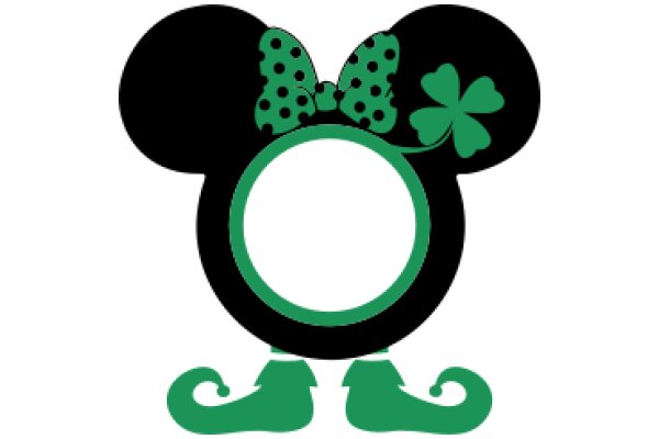 Stylish Minimalist Mickey Mouse Logo with a Clover and Bowtie