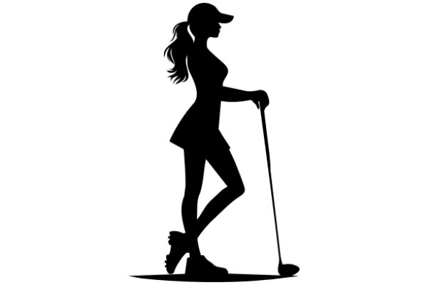 Silhouette of a Female Golfer with a Club