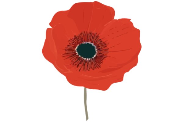 Vivid Red Poppy Flower Illustration