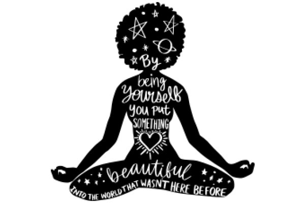 Embracing Self-Love and Cosmic Energy: APerson Meditating with Inspirational Quotes