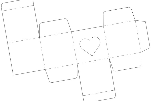 A Simple, White Line Drawing of a Heart and Boxes