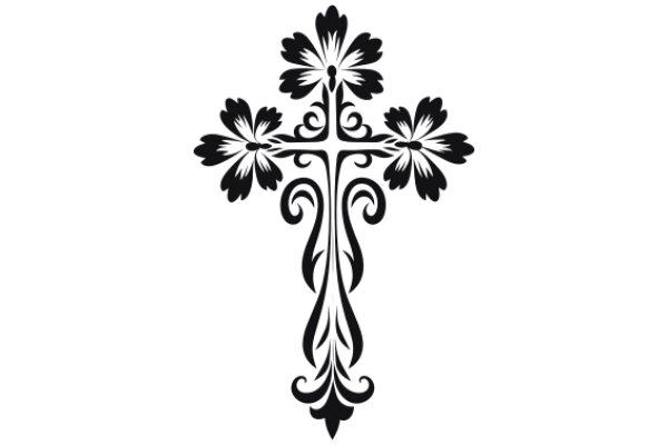 Stylized Cross with Floral Designs