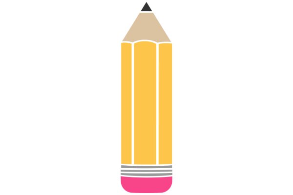 A Stylized Illustration of a Yellow Pencil with a Pink Eraser