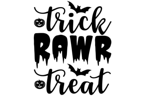 Halloween-themed Signage: Trick, Treat, and a Bat Silhouette