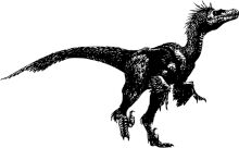 A Classic Black and White Illustration of a Velociraptor