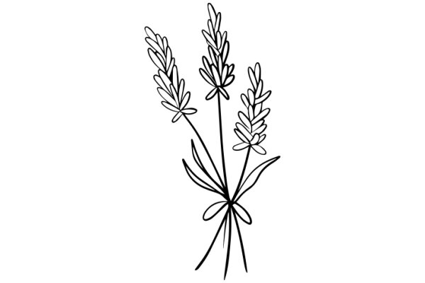 Line Drawing of Three Stems with Flower Buds