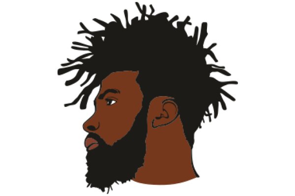 Stylized Portrait of a Man with a Beard and Afro Hair