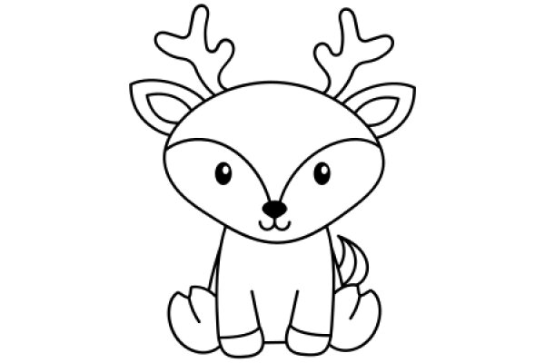 Adorable Cartoon Deer with Big Eyes and Antlers