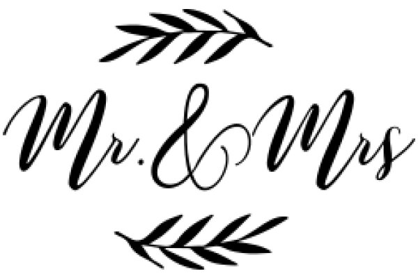 Elegant Black Calligraphy: 'Mr. & Mrs.' with Leaf Decorations