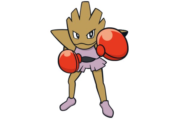 A Playful Pokémon Character: A Brown Star-shaped Creature with Red Boxing Gloves