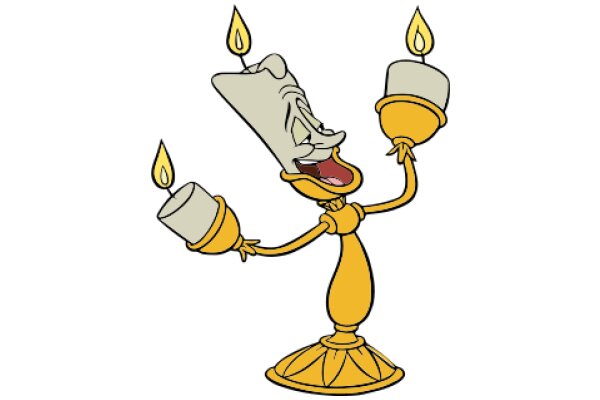 A Whimsical Scene of a Cartoon Character with Candles