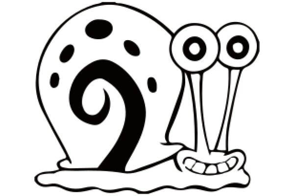 Whimsical Cartoon of a Snail with a Smile and Two Eyes