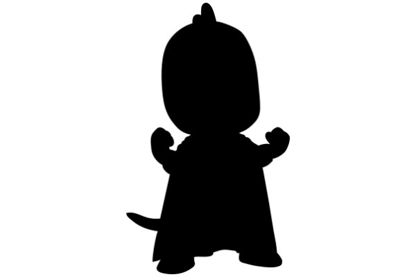 A Silhouette of a Cartoon Character with a Tail, Standing with Arms Outstretched