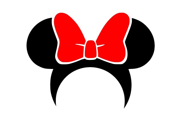 Minimalist Mickey Mouse Logo with Red Bow and Letter 'S'