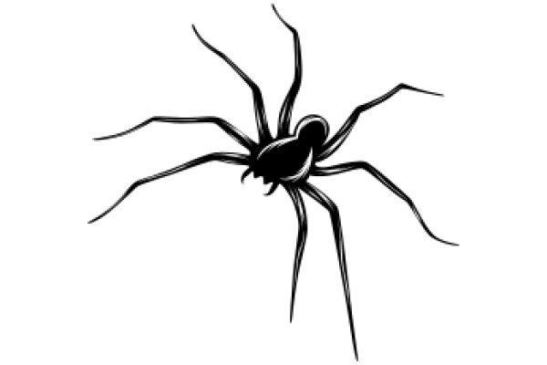 Stylized Black Spider on White Background