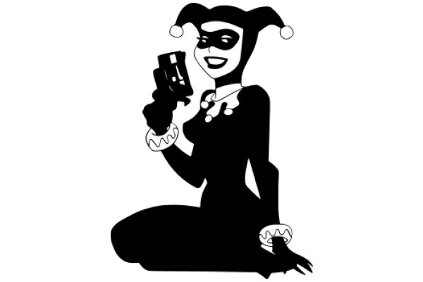 Stylish Silhouette of a Joker-Inspired Character with a Phone