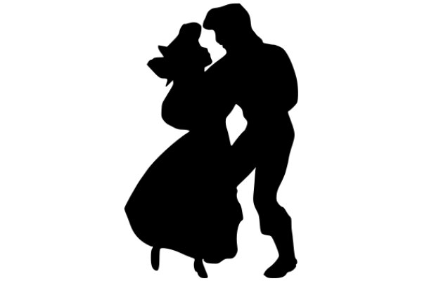 A Silhouette of a Couple in a Romantic Pose