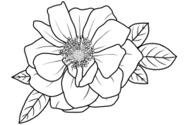 A Delicate Line Drawing of a Flower with Leaves