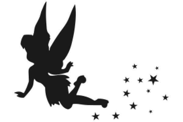 A Silhouette of a Tinkerbell-like Character with Stars in the Background