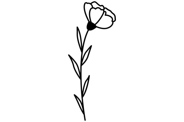 Simplistic Line Drawing of a Flower