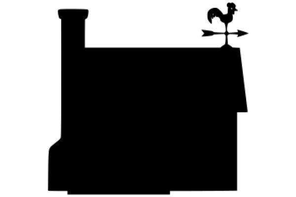 Silhouette of a Rooster on a House Roof