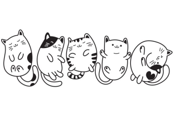 A Whimsical Lineup of Cartoon Cats