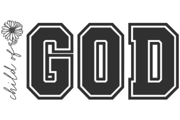 The Word 'God' in Large, Stylized Letters with a Flower Design