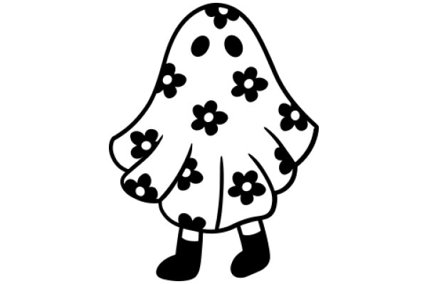 A Playful Cartoon of a Flowery Ghost with Boots